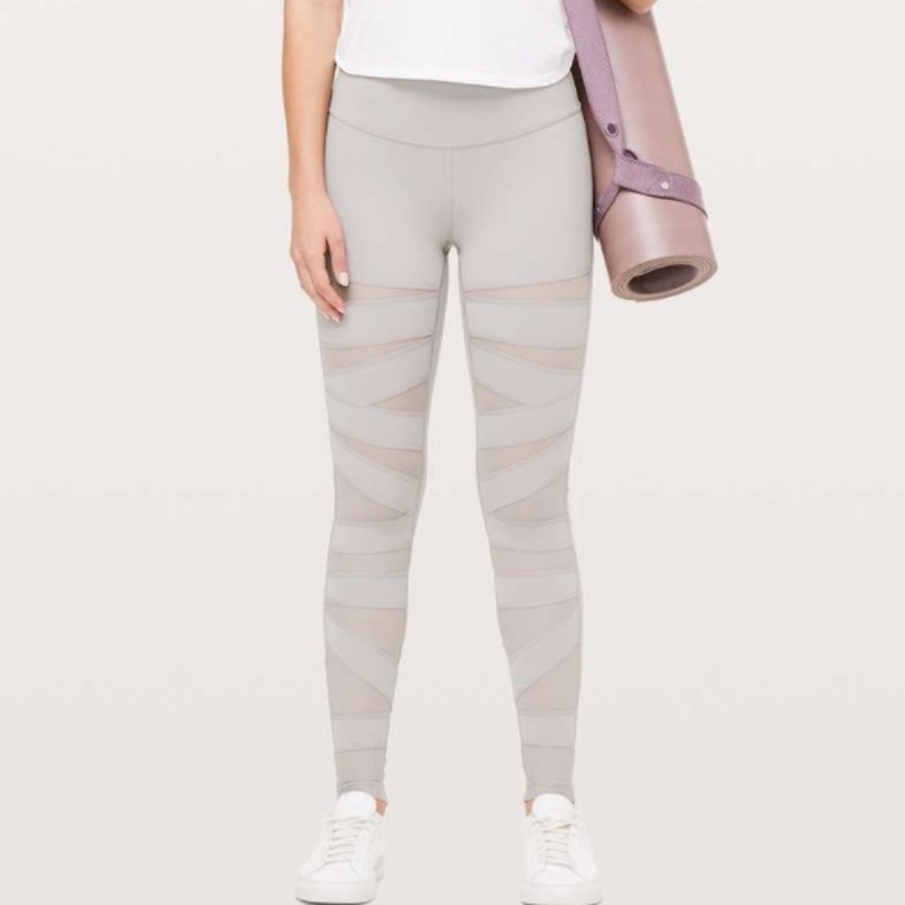 Lululemon Wunder Under Pant High-Rise Tech Mesh 28” Dark Chrome Leggings 4
